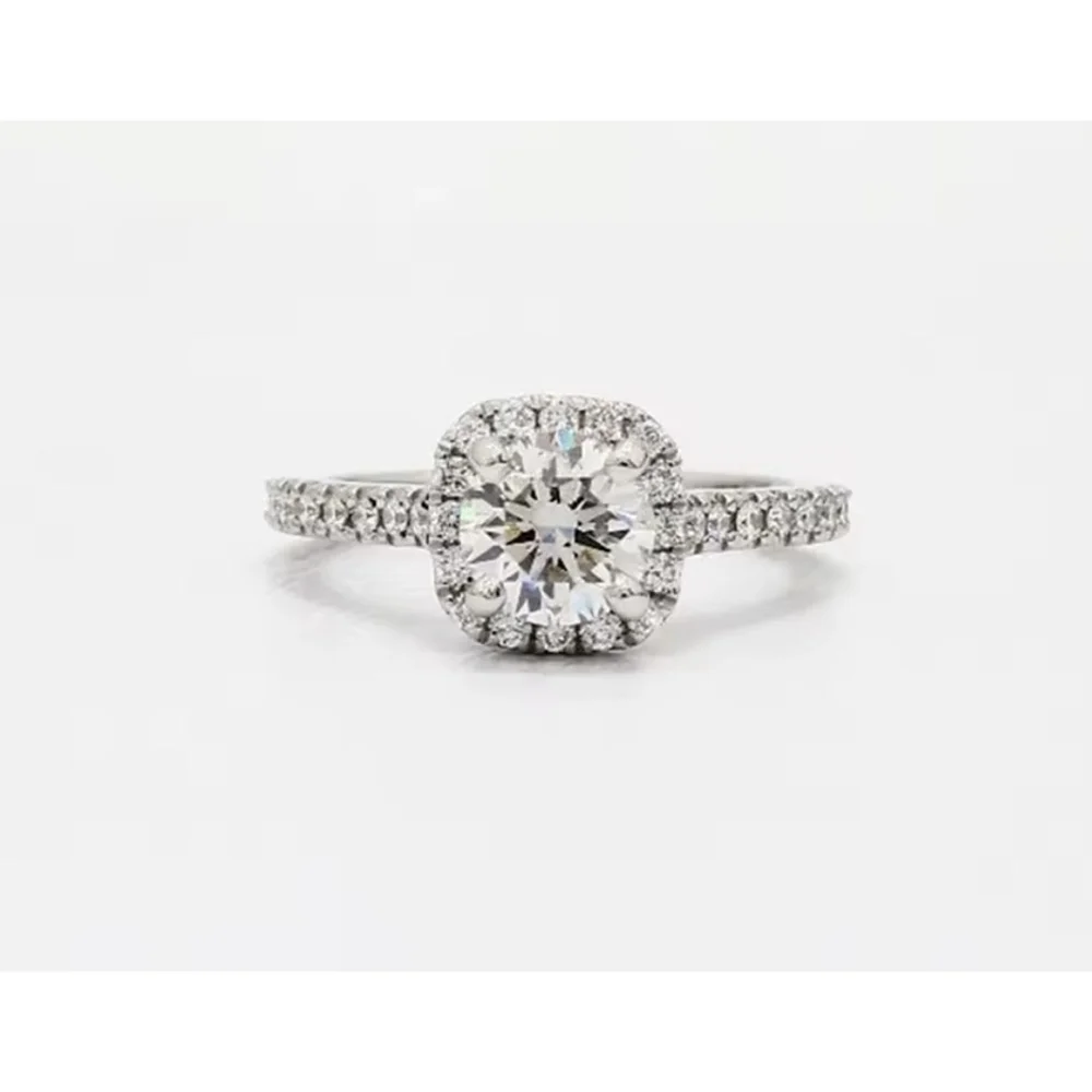 NEW 2 Ct Pave Halo Round Platinum S925 Diamond Engagement‎ Ring | Sz 7.5 NEW